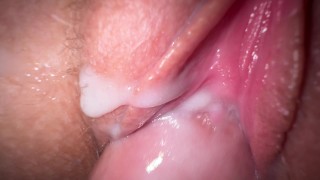 秘密特写他妈的青少年继妹，紧致的奶油猫